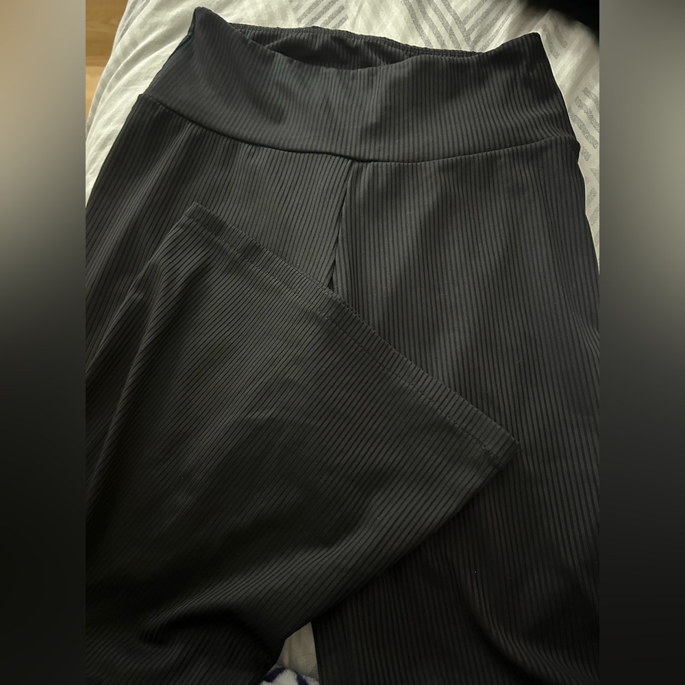 Black flared leggings